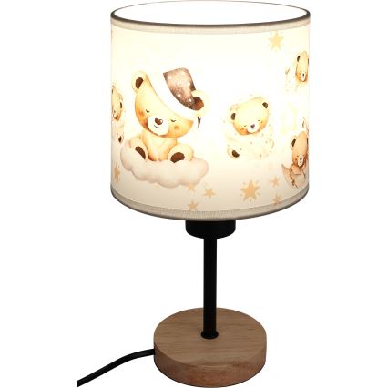 Brilagi - Dziecięca lampka biurkowa BOBO WOOD 1xE27/25W/230V dąb/czarny/biały/misie
