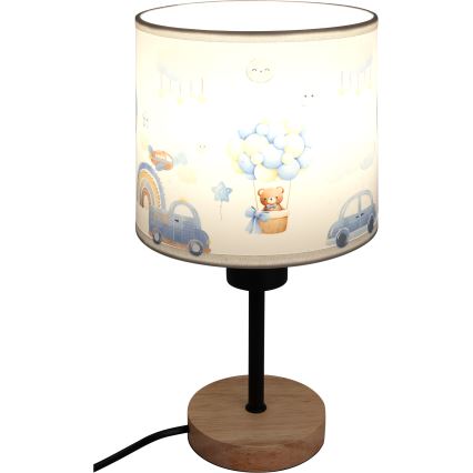 Brilagi - Dziecięca lampka stołowa BOBO WOOD 1xE27/25W/230V dąb/czarny/biały/niebieski/z motywem misiów