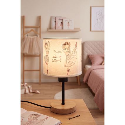 Brilagi - Dziecięca lampka stołowa BOBO WOOD 1xE27/25W/230V dąb/czarny/biały/różowy/baletki