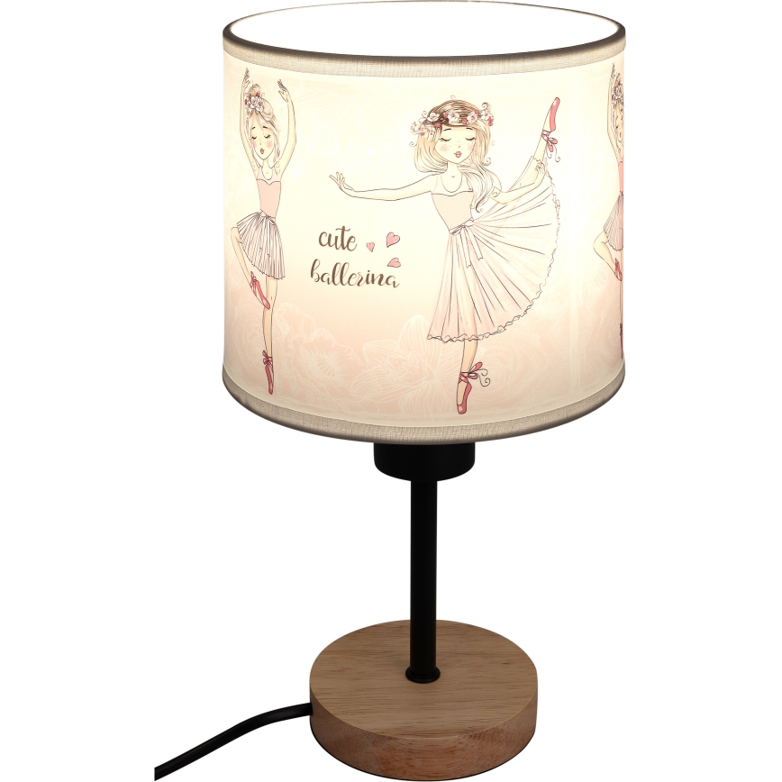 Brilagi - Dziecięca lampka stołowa BOBO WOOD 1xE27/25W/230V dąb/czarny/biały/różowy/baletki