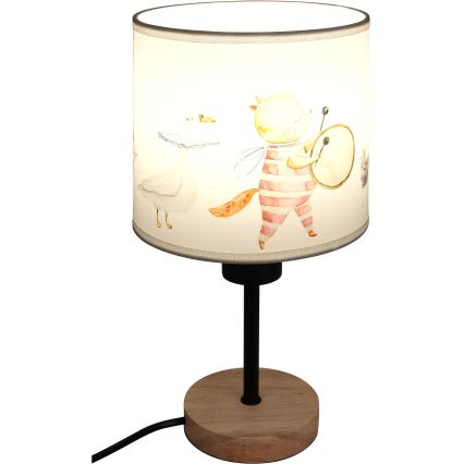 Brilagi - Dziecięca lampka stołowa BOBO WOOD 1xE27/25W/230V dąb/czarny/biały/ze zwierzątkami