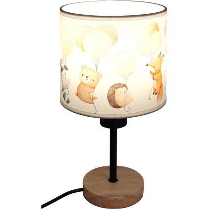 Brilagi - Dziecięca lampka stołowa BOBO WOOD 1xE27/25W/230V dąb/czarny/biały/ze zwierzątkami