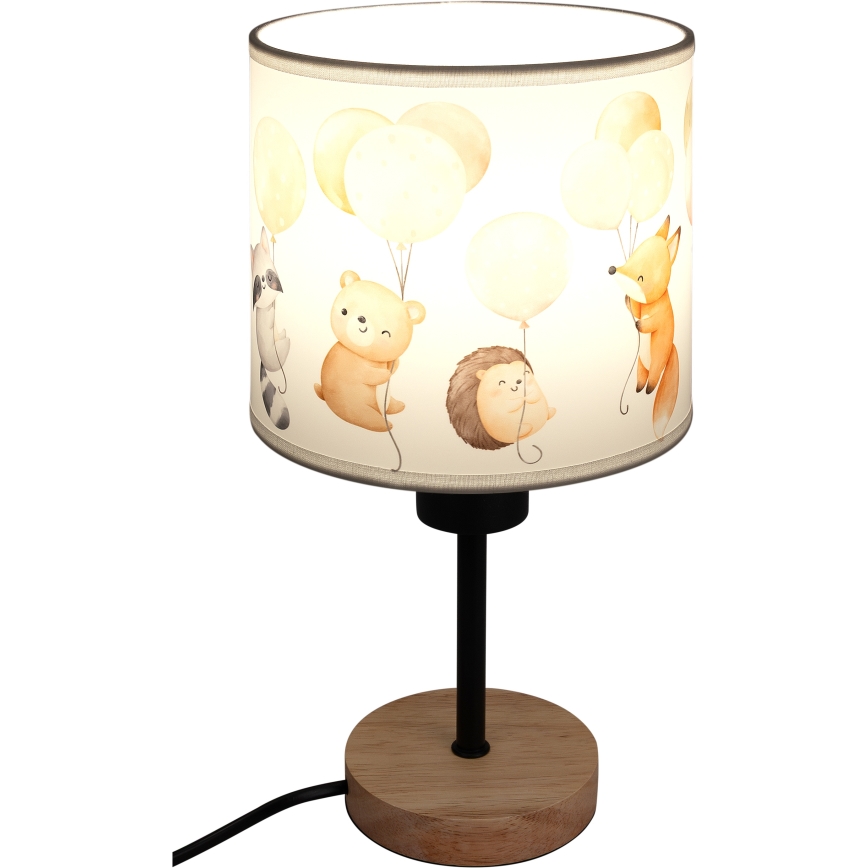 Brilagi - Dziecięca lampka stołowa BOBO WOOD 1xE27/25W/230V dąb/czarny/biały/ze zwierzątkami