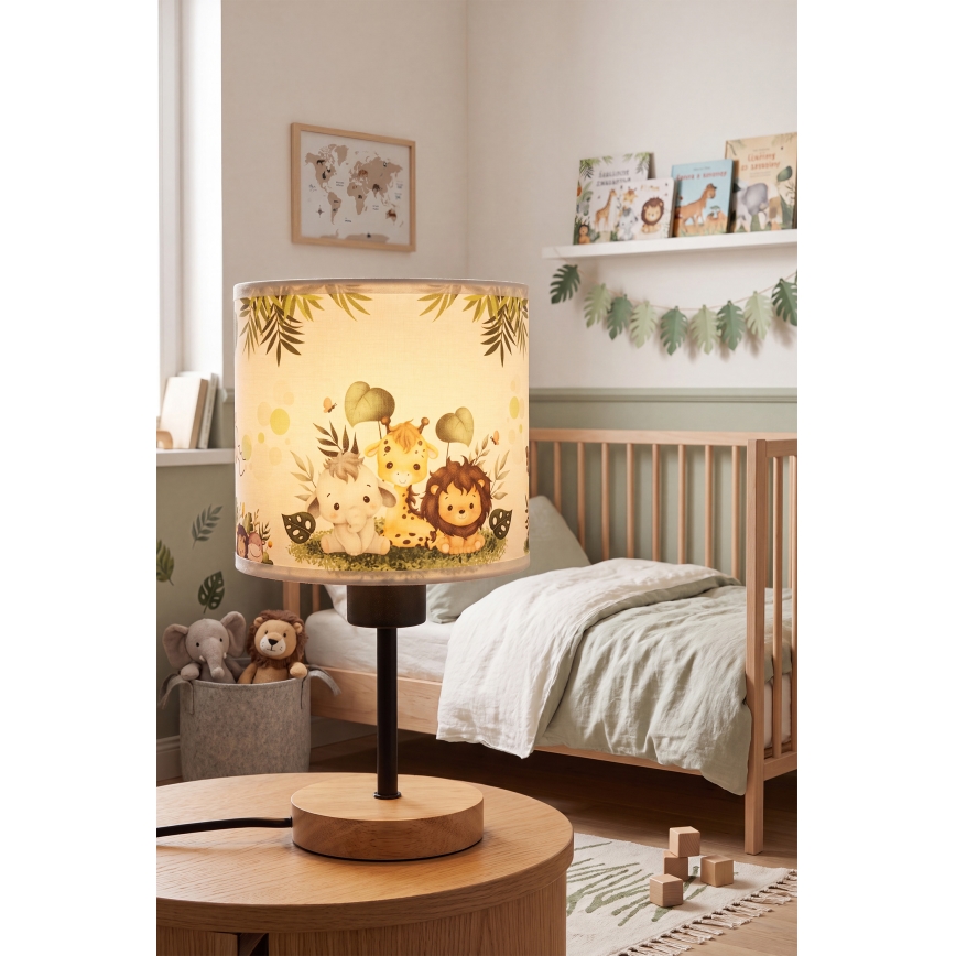 Brilagi - Dziecięca lampka biurkowa BOBO WOOD 1xE27/25W/230V dąb/czarny/biały/zielony/dżungla
