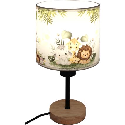 Brilagi - Dziecięca lampka biurkowa BOBO WOOD 1xE27/25W/230V dąb/czarny/biały/zielony/dżungla