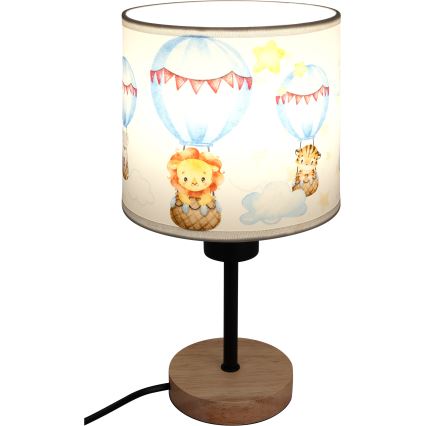 Brilagi - Dziecięca lampka stołowa BOBO WOOD 1xE27/25W/230V dąb/czarny/biały/z motywem zwierzątek