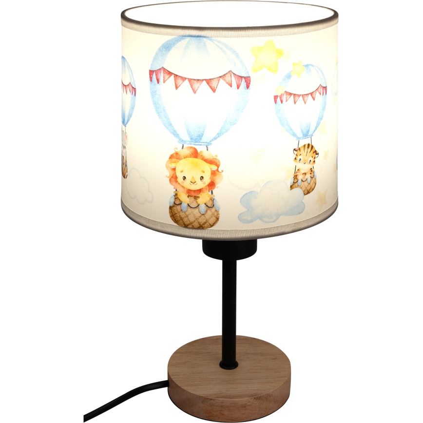 Brilagi - Dziecięca lampka stołowa BOBO WOOD 1xE27/25W/230V dąb/czarny/biały/z motywem zwierzątek