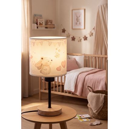 Brilagi - Dziecięca lampka stołowa BOBO WOOD 1xE27/25W/230V dąb/czarny/kremowy/króliczki