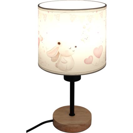 Brilagi - Dziecięca lampka stołowa BOBO WOOD 1xE27/25W/230V dąb/czarny/kremowy/króliczki