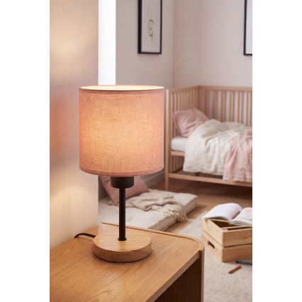 Brilagi - Dziecięca lampka stołowa BOBO WOOD 1xE27/25W/230V dąb/czarny/różowy