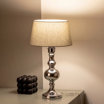 BRILAGI - Lampa stołowa CERIA 1xE27/60W/230V śr. 25 cm chrom błyszczący/szary