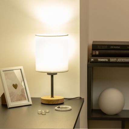 Brilagi - Lampa stołowa NUBILA WOOD 1xE27/25W/230V dąb/biały