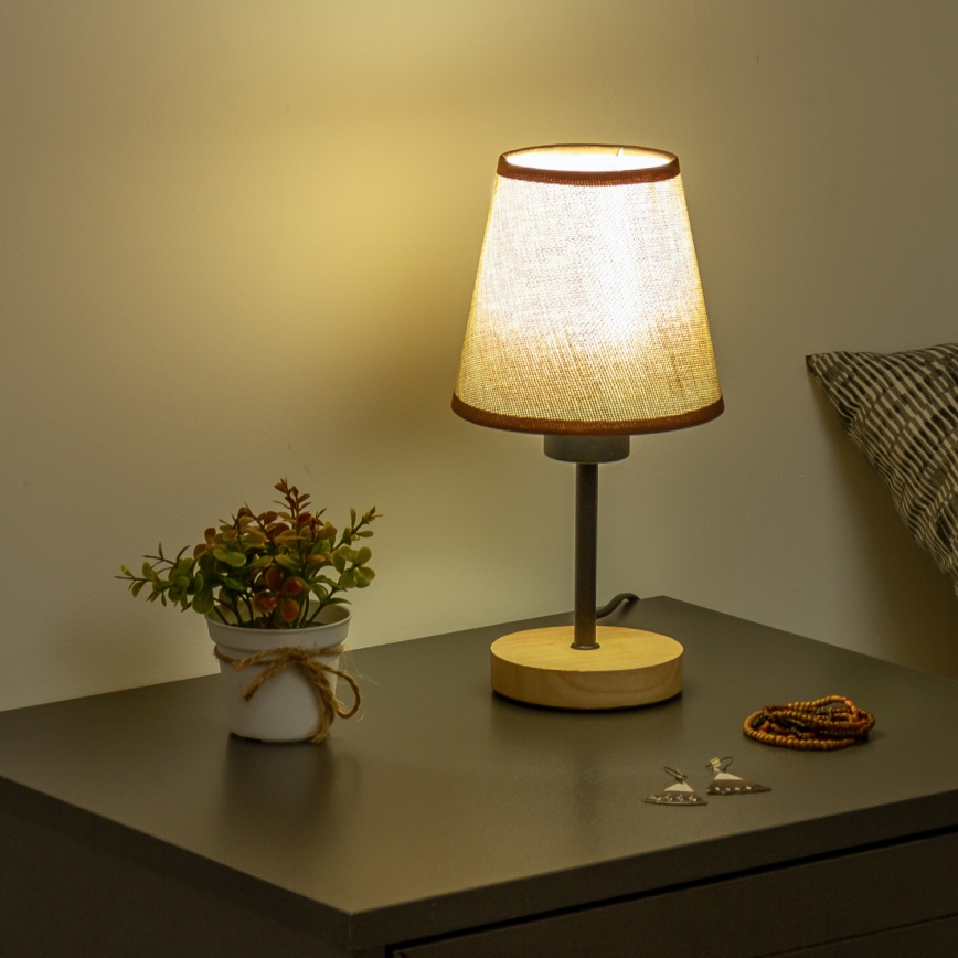 Brilagi - Lampa stołowa NUBILA WOOD 1xE27/25W/230V dąb/brązowy