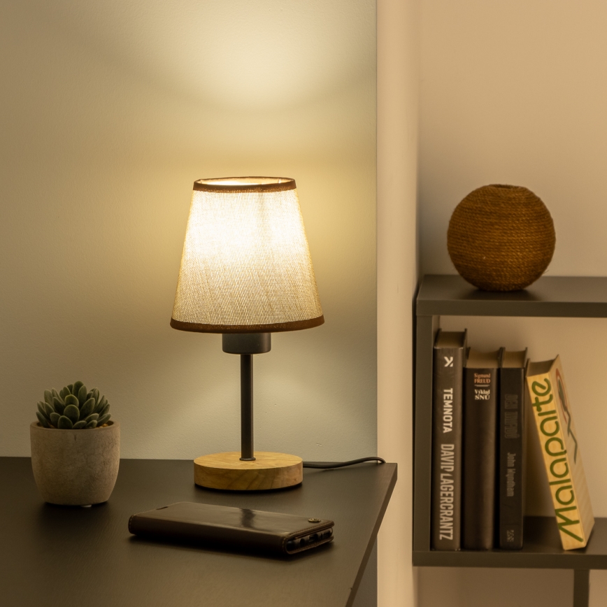 Brilagi - Lampa stołowa NUBILA WOOD 1xE27/25W/230V dąb/brązowy