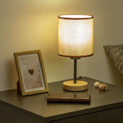 Brilagi - Lampa stołowa NUBILA WOOD 1xE27/25W/230V dąb/brązowy