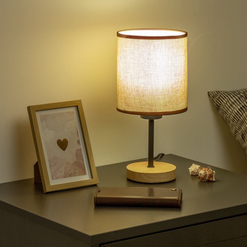 Brilagi - Lampa stołowa NUBILA WOOD 1xE27/25W/230V dąb/brązowy