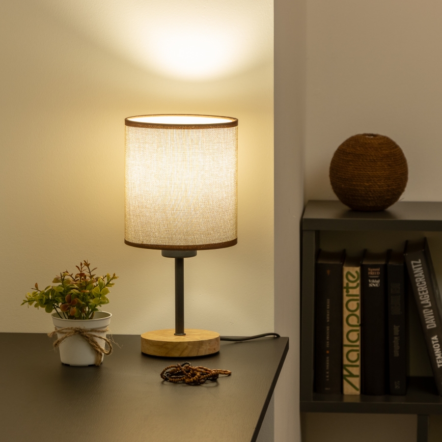 Brilagi - Lampa stołowa NUBILA WOOD 1xE27/25W/230V dąb/brązowy