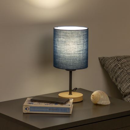 Brilagi - Lampa stołowa NUBILA WOOD 1xE27/25W/230V dąb/ciemnoniebieski