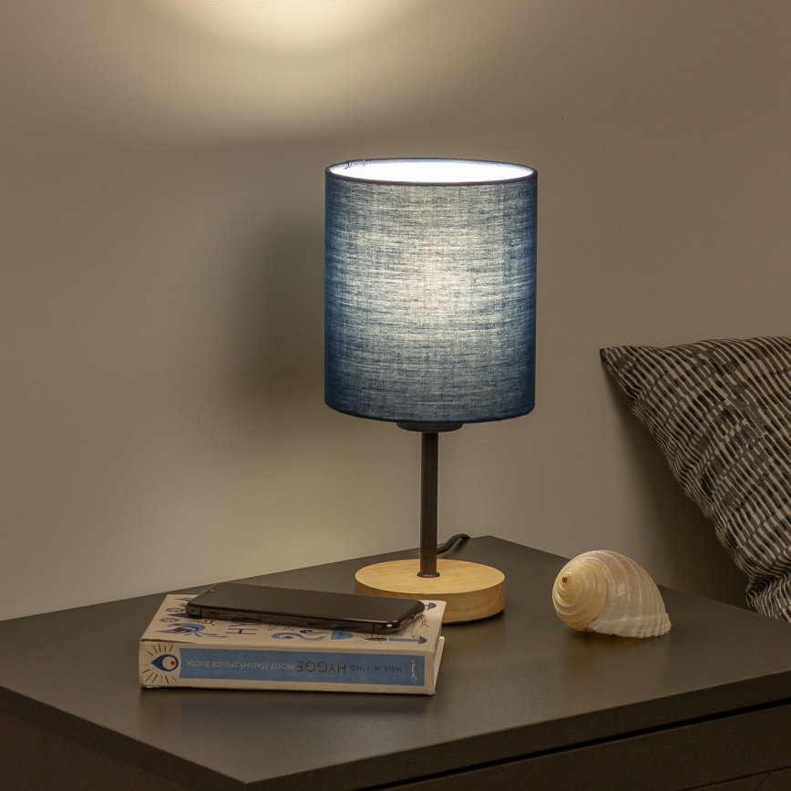 Brilagi - Lampa stołowa NUBILA WOOD 1xE27/25W/230V dąb/ciemnoniebieski