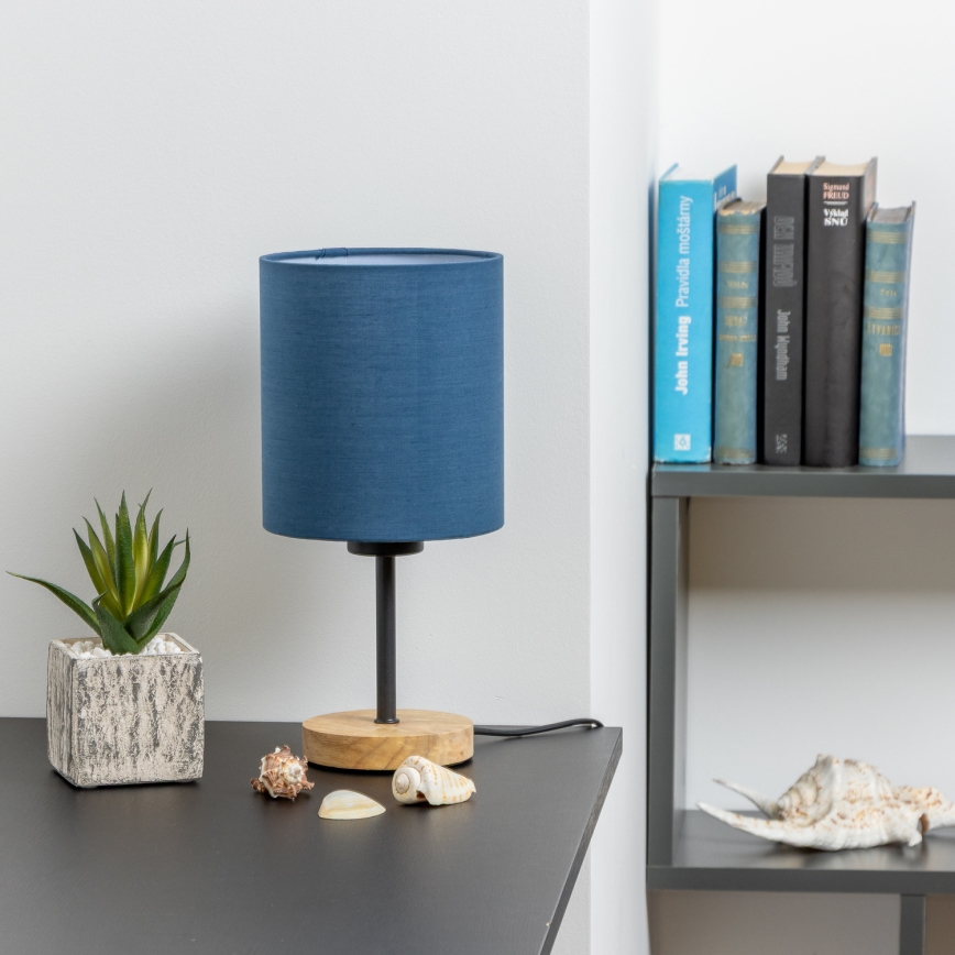 Brilagi - Lampa stołowa NUBILA WOOD 1xE27/25W/230V dąb/ciemnoniebieski