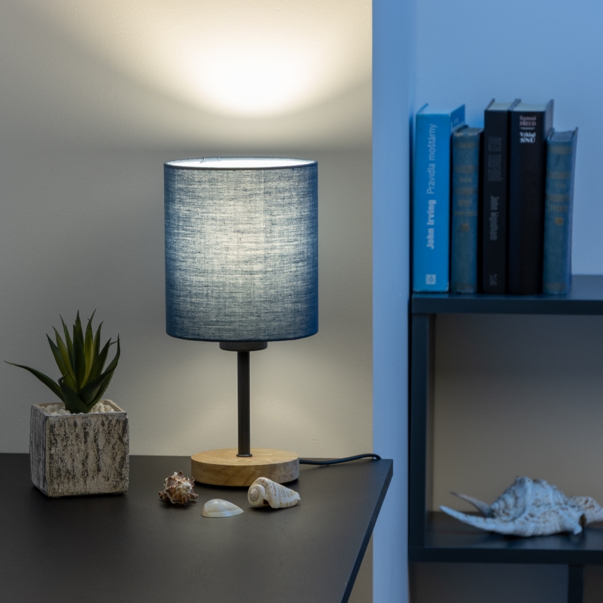 Brilagi - Lampa stołowa NUBILA WOOD 1xE27/25W/230V dąb/ciemnoniebieski