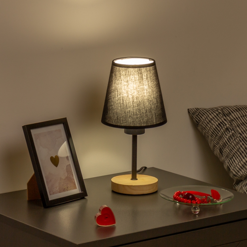 Brilagi - Lampa stołowa NUBILA WOOD 1xE27/25W/230V dąb/czarny