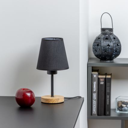 Brilagi - Lampa stołowa NUBILA WOOD 1xE27/25W/230V dąb/czarny