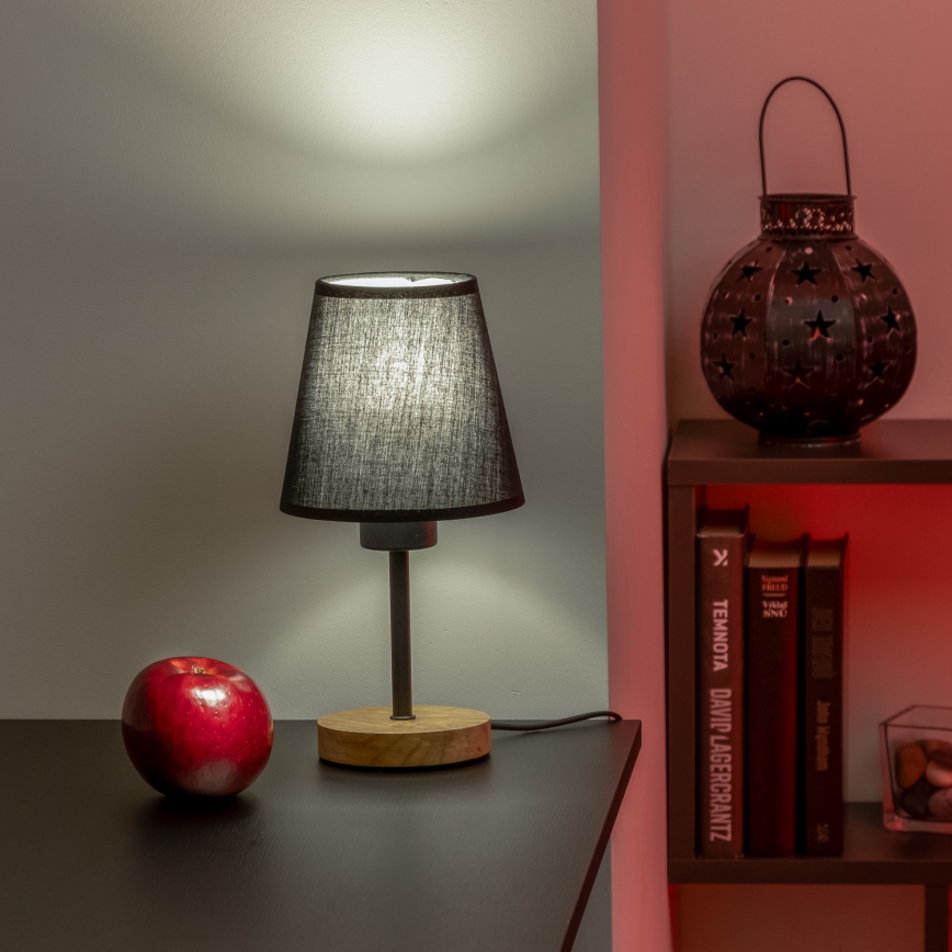 Brilagi - Lampa stołowa NUBILA WOOD 1xE27/25W/230V dąb/czarny