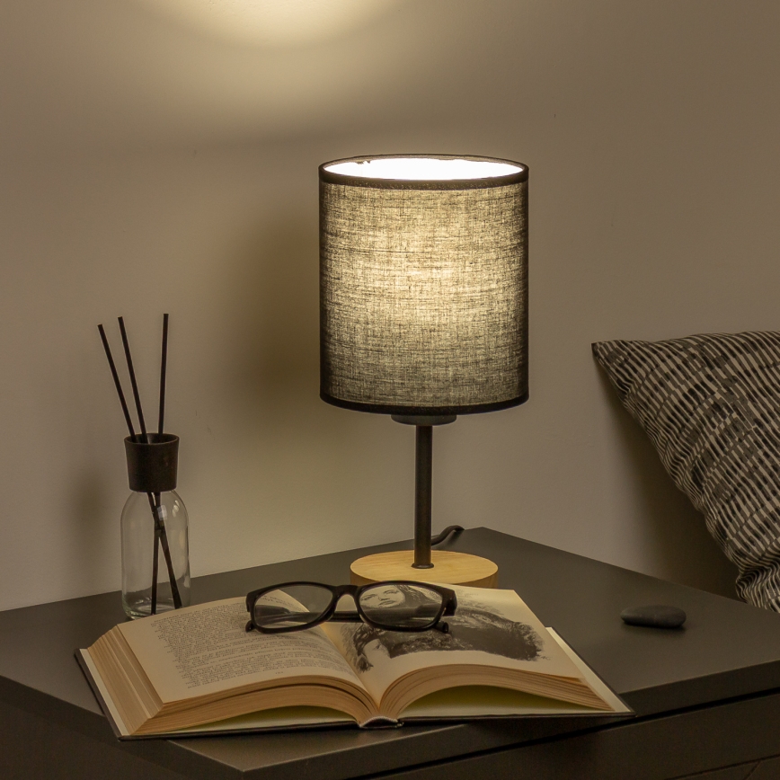 Brilagi - Lampa stołowa NUBILA WOOD 1xE27/25W/230V dąb/czarny