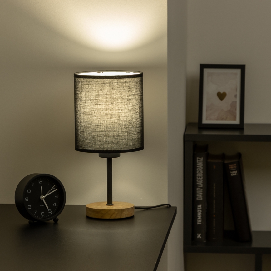 Brilagi - Lampa stołowa NUBILA WOOD 1xE27/25W/230V dąb/czarny