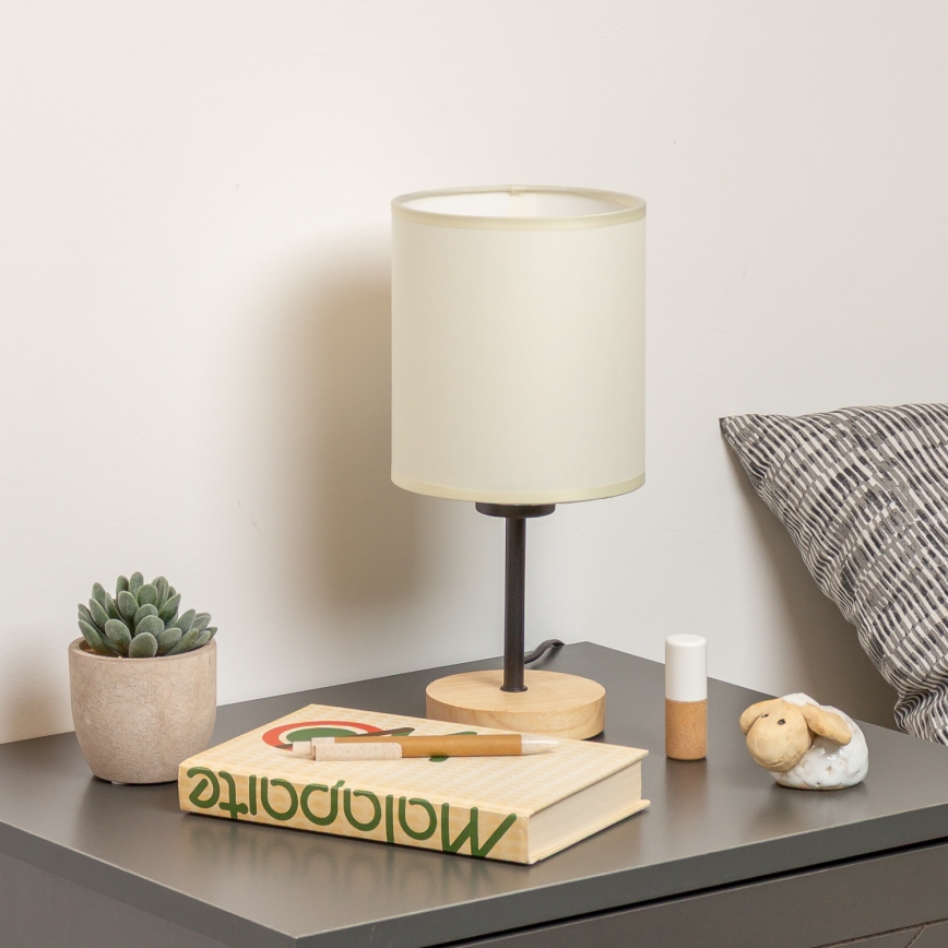 Brilagi - Lampa stołowa NUBILA WOOD 1xE27/25W/230V dąb/czarny/kremowy