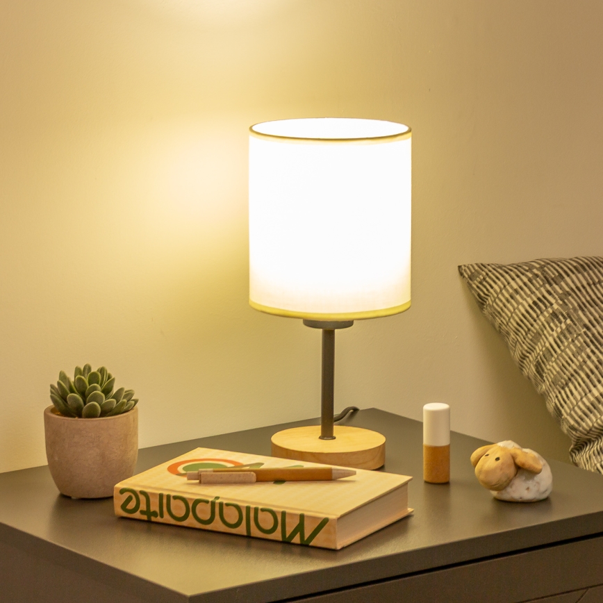 Brilagi - Lampa stołowa NUBILA WOOD 1xE27/25W/230V dąb/czarny/kremowy