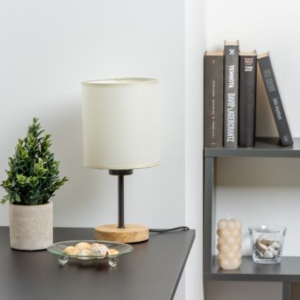 Brilagi - Lampa stołowa NUBILA WOOD 1xE27/25W/230V dąb/czarny/kremowy