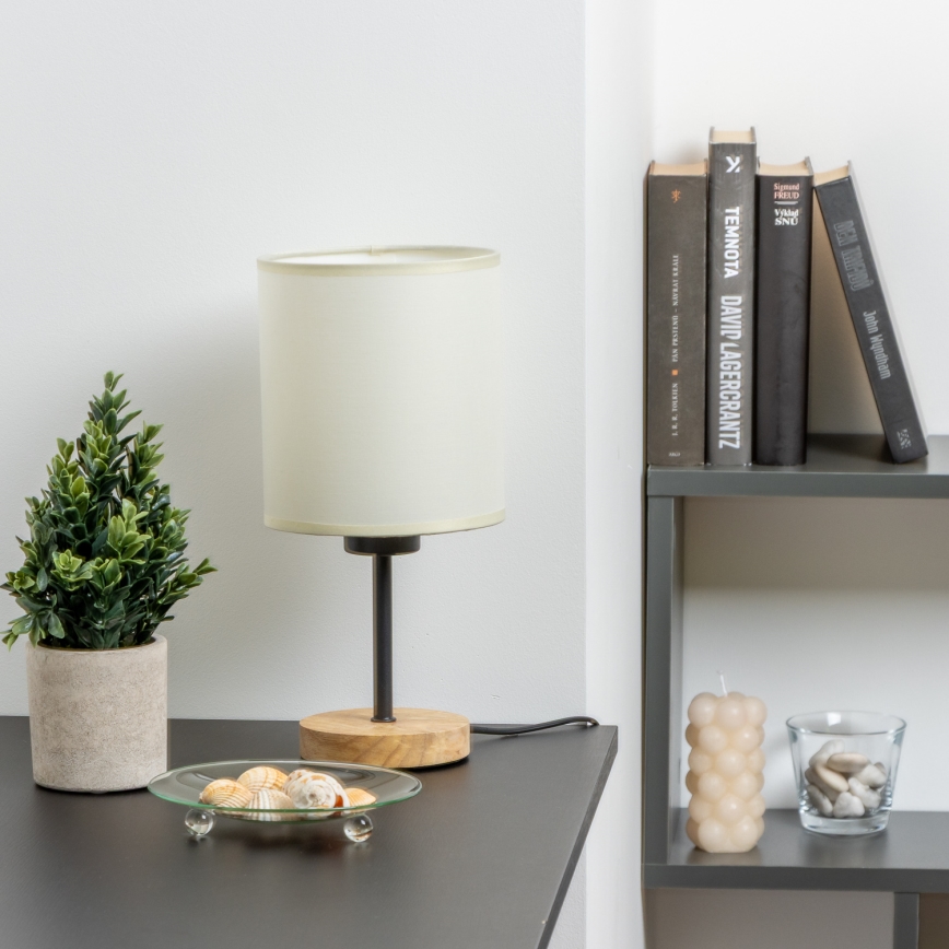 Brilagi - Lampa stołowa NUBILA WOOD 1xE27/25W/230V dąb/czarny/kremowy
