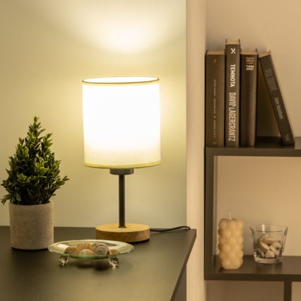 Brilagi - Lampa stołowa NUBILA WOOD 1xE27/25W/230V dąb/czarny/kremowy