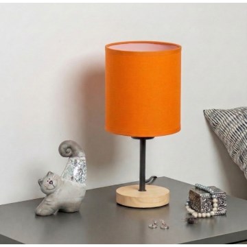 Brilagi - Lampa stołowa NUBILA WOOD 1xE27/25W/230V dąb/czarny/pomarańczowy