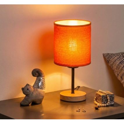 Brilagi - Lampa stołowa NUBILA WOOD 1xE27/25W/230V dąb/czarny/pomarańczowy