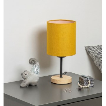Brilagi - Lampa stołowa NUBILA WOOD 1xE27/25W/230V dąb/czarny/żółty