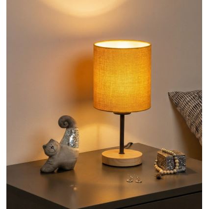 Brilagi - Lampa stołowa NUBILA WOOD 1xE27/25W/230V dąb/czarny/żółty