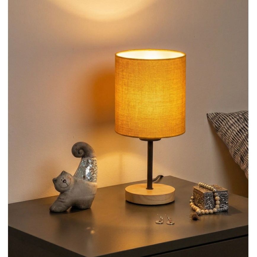 Brilagi - Lampa stołowa NUBILA WOOD 1xE27/25W/230V dąb/czarny/żółty