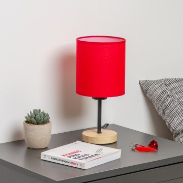Brilagi - Lampa stołowa NUBILA WOOD 1xE27/25W/230V dąb/czerwony