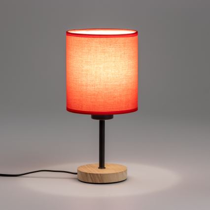 Brilagi - Lampa stołowa NUBILA WOOD 1xE27/25W/230V dąb/czerwony