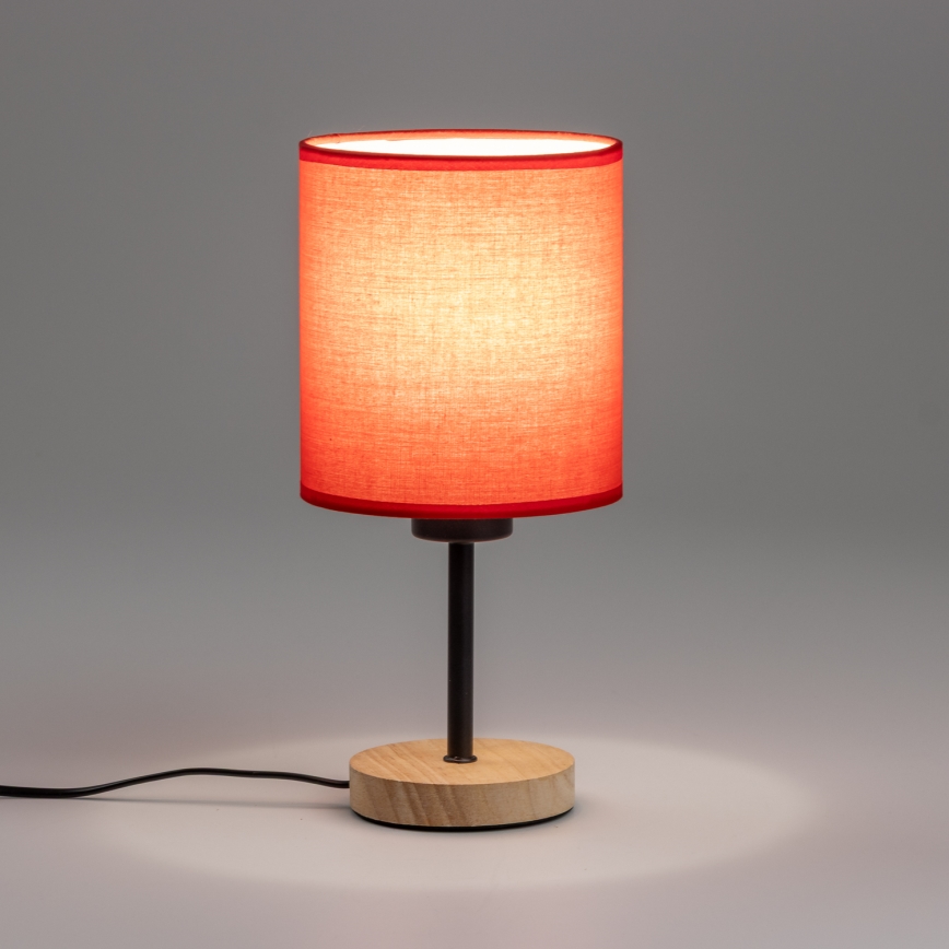 Brilagi - Lampa stołowa NUBILA WOOD 1xE27/25W/230V dąb/czerwony