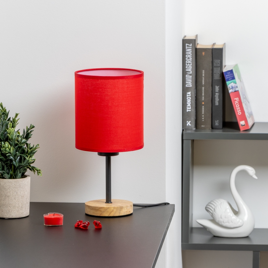 Brilagi - Lampa stołowa NUBILA WOOD 1xE27/25W/230V dąb/czerwony
