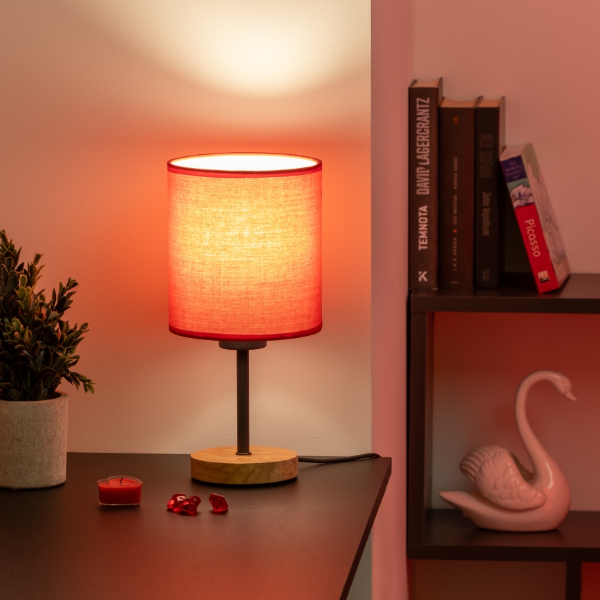 Brilagi - Lampa stołowa NUBILA WOOD 1xE27/25W/230V dąb/czerwony