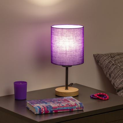 Brilagi - Lampa stołowa NUBILA WOOD 1xE27/25W/230V dąb/fioletowy