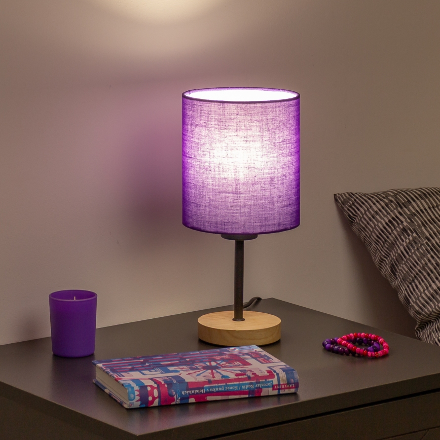 Brilagi - Lampa stołowa NUBILA WOOD 1xE27/25W/230V dąb/fioletowy