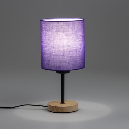 Brilagi - Lampa stołowa NUBILA WOOD 1xE27/25W/230V dąb/fioletowy