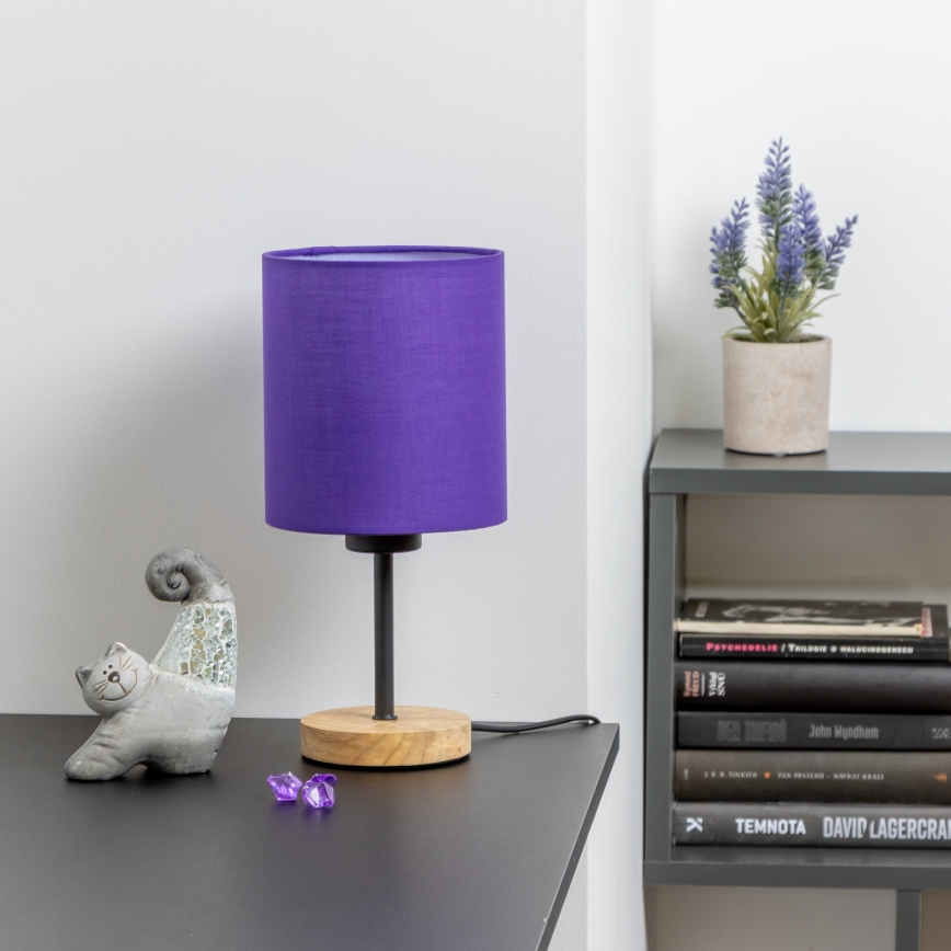 Brilagi - Lampa stołowa NUBILA WOOD 1xE27/25W/230V dąb/fioletowy
