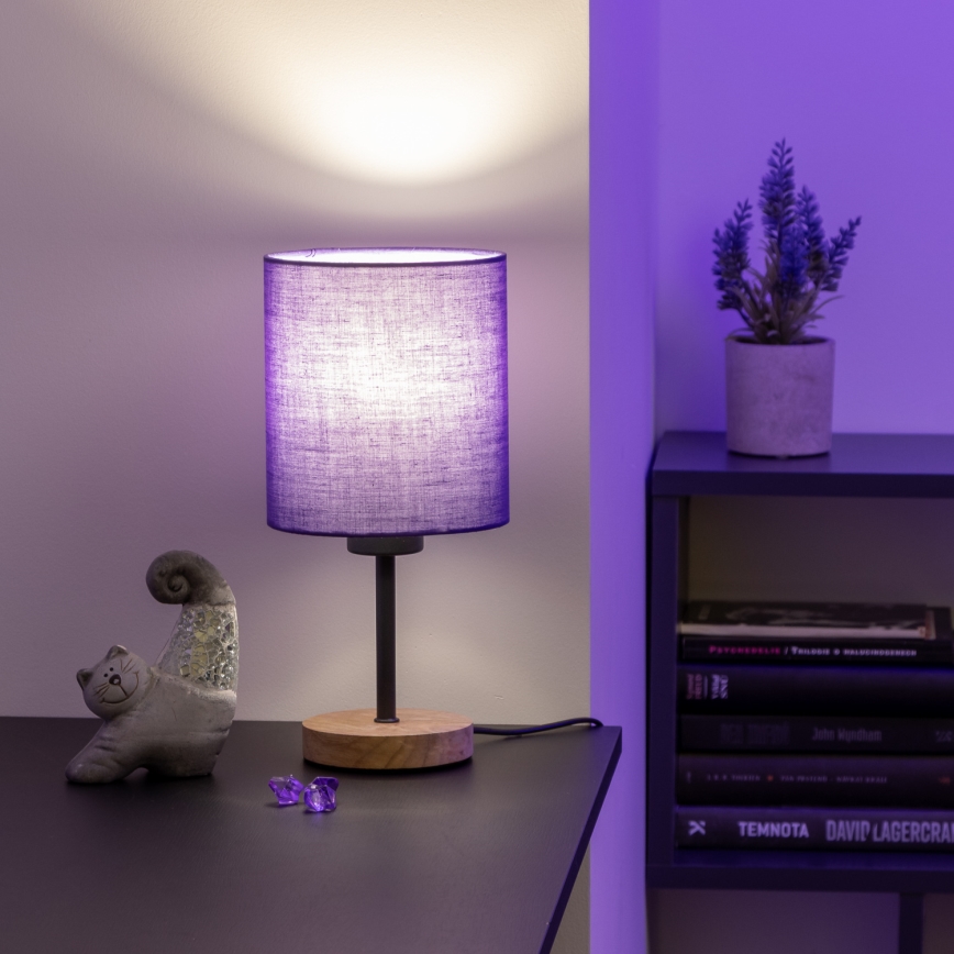 Brilagi - Lampa stołowa NUBILA WOOD 1xE27/25W/230V dąb/fioletowy